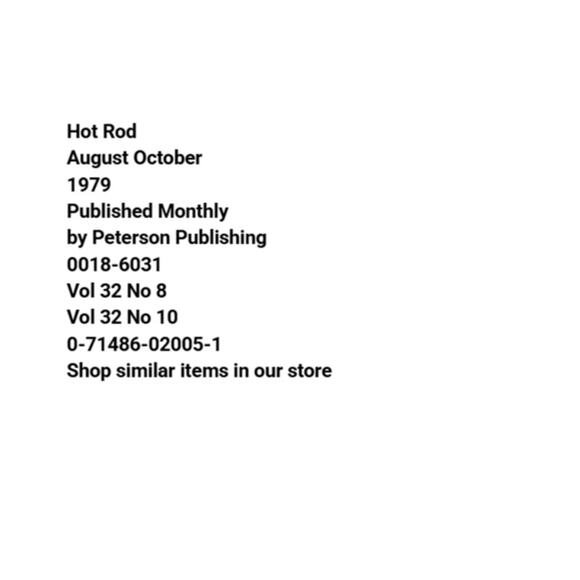 Vtg Lot 2 Hot Rod August October 1979 Magazine Chevy Small Block V8 Powered - Picture 2 of 5